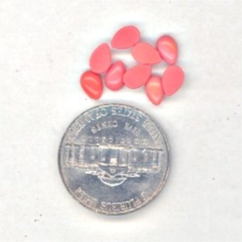 100 VINTAGE CORAL 6X4mm TEAR DROP GLASS CABOCHONS 100 VINTAGE CORAL 6X4mm TEAR DROP GLASS CABOCHONS