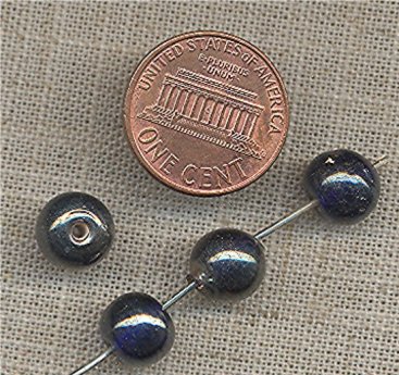 100 VINTAGE GLASS 8mm HEMATITE AB ROUND BEADS 100 VINTAGE GLASS 8mm HEMATITE AB ROUND BEADS