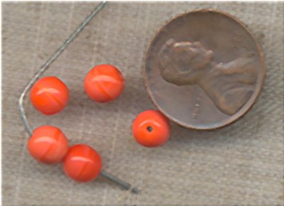 100pcs. VINTAGE GLASS 6mm. CORAL ROUND BEADS 100pcs. VINTAGE GLASS 6mm. CORAL ROUND BEADS