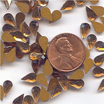 100 VINTAGE GLASS TOPAZ 8X5mm TEARDROP CABOCHONS 100 VINTAGE GLASS TOPAZ 8X5mm TEARDROP CABOCHONS