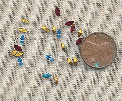 100 VINTAGE GLASS ASSORTED 5x2mm NAVETTE GEM JEWELS 100 VINTAGE GLASS ASSORTED 5x2mm NAVETTE GEM JEWELS