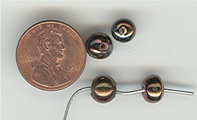 100 VINTAGE GLASS 6mm. TO 8mm VITRAIL AB ROUND HANDMADE BEADS 100 VINTAGE GLASS 6mm. TO 8mm VITRAIL AB ROUND HANDMADE BEADS