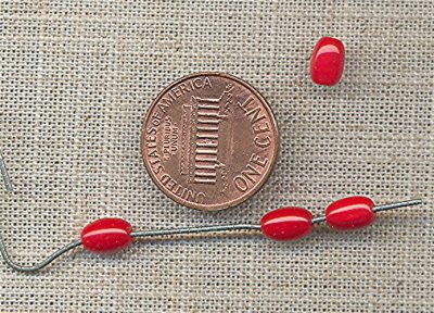 100 VINTAGE GLASS 7x5mm CHERRY REDS OVAL BEADS 100 VINTAGE GLASS 7x5mm CHERRY REDS OVAL BEADS