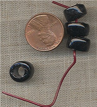 50 VINTAGE GLASS 11X7mm JET BLACK TIRE BEADS 50 VINTAGE GLASS 11X7mm JET BLACK TIRE BEADS