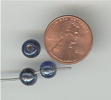 100 VINTAGE GLASS 7mm. COBALT BLUE AB ROUND BEADS 100 VINTAGE GLASS 7mm. COBALT BLUE AB ROUND BEADS