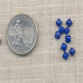 100 VINTAGE GLASS LAPIS MATRIX 4mm SQUARE GLASS GEMS 100 VINTAGE GLASS LAPIS MATRIX 4mm SQUARE GLASS GEMS