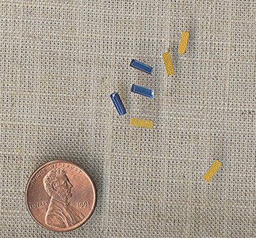 100 VINTAGE GLASS SAPPHIRE 6x2mm BAGUETTE PLAQUE TILES 100 VINTAGE GLASS SAPPHIRE 6x2mm BAGUETTE PLAQUE TILES